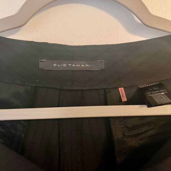 Elie Tahari Black Textured Stripe Wide Leg Trousers Sz 4 - Picture 2 of 5